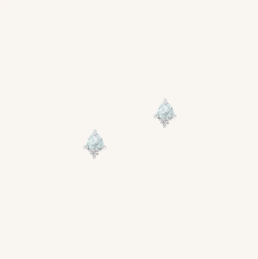 March Aquamarine Birthstone Studs