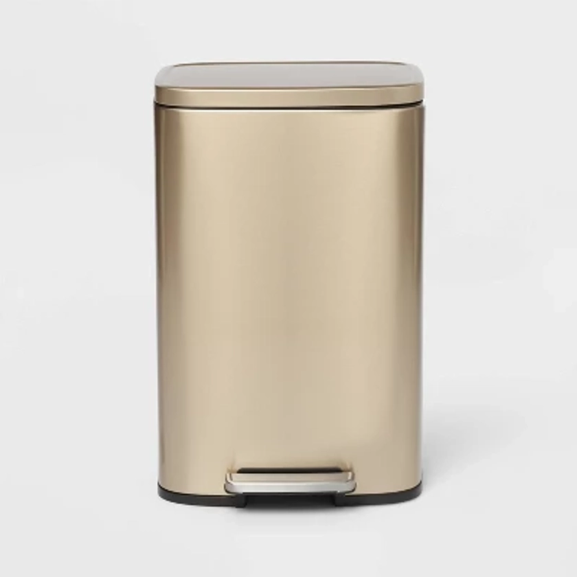 45L Rectangle Stainless Steel Step Trash Can Gold - Brightroom™