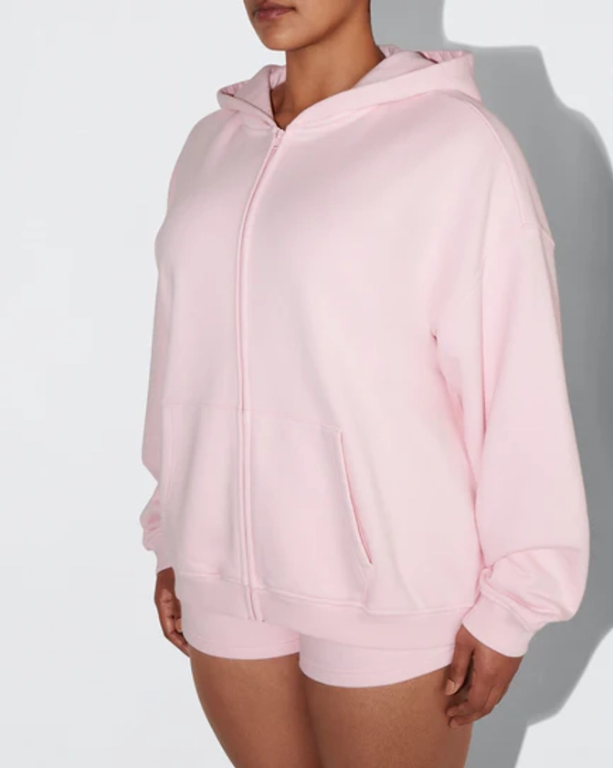 Fleece Oversized Zip Hoodie | Orchid Pink – Khy