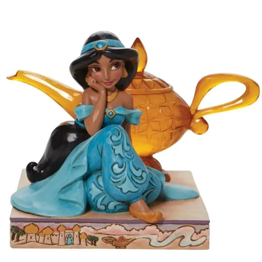 Figurine collection Jasmine - Disney Fairies - Lampe du Genie - Resine aspect bois - Hauteur 12 cm