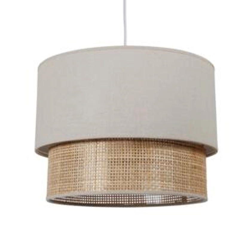 Suspension lumineuse en rotin double (D35 cm) Gigogne Beige - Luminaire - Eminza