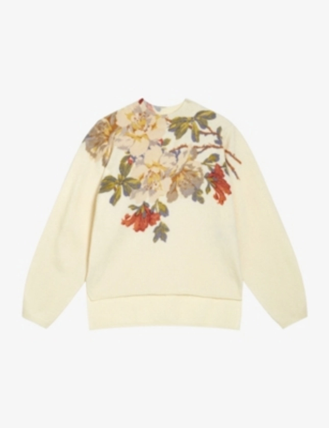 Evhaa floral-print long-sleeve knitted jumper