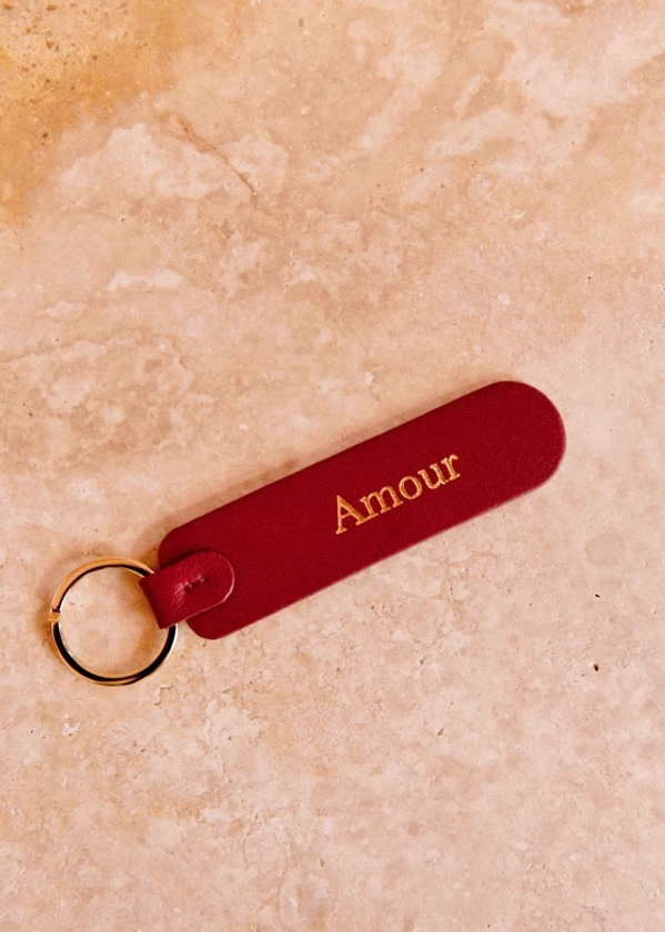 Porte-clés - Rouge " Amour " - Cuir - Sézane