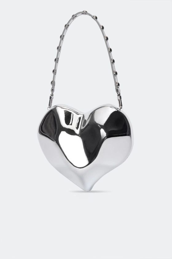 Molded Heart Bag in Silver