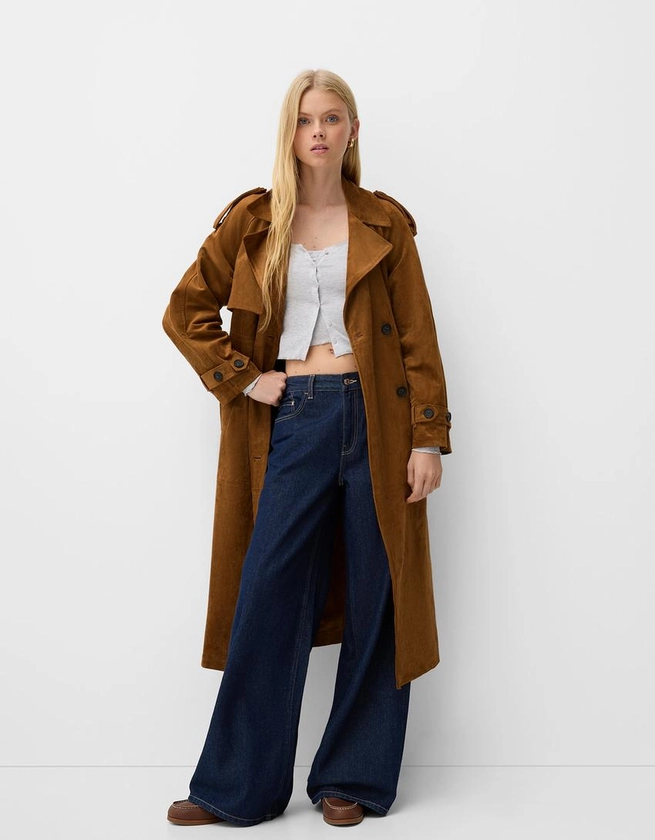 Manteau trench suédine Bershka