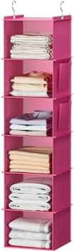 Hanging Closet Organizer, Closet Hanging Storage Shelves (Pink)