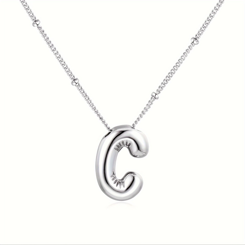 Glossy English Letter Copper Pendant Bubble Shape Necklace Jewelry For Women Birthday Gift