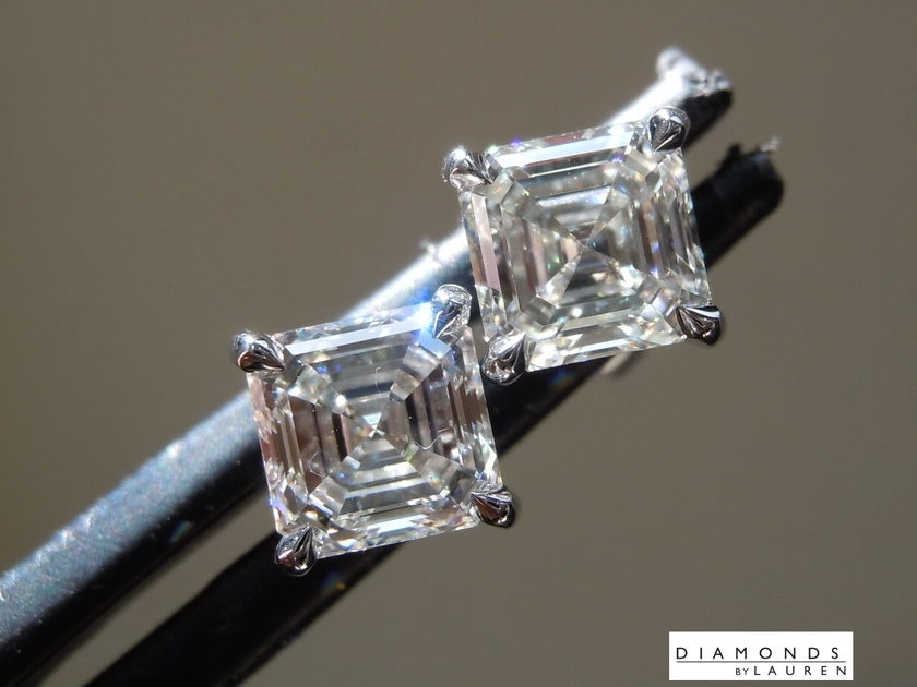 2.08ctw F VVS2 Asscher Lab Grown Diamond Earrings