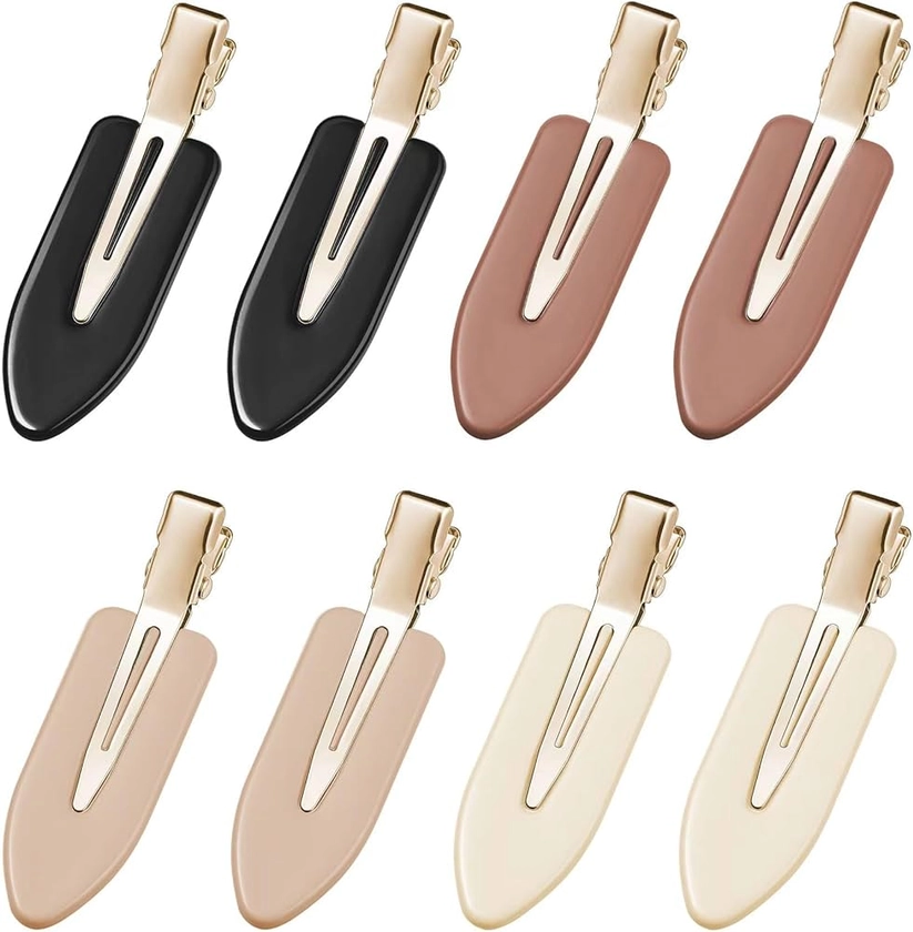 8 Pcs No bend Hair Clips No Crease Makeup Hair Clip Duckbill Clips No Dent Creaseless Flat Clip Alligator Hair Barrettes for Salon Hairstyle Women Girls Makeup Accessories (Black Coffee)