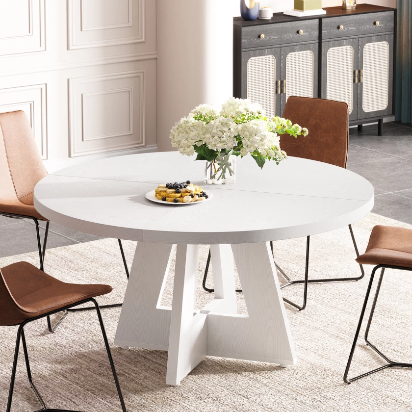 Wrought Studio Round Dining Table for 4 People(White) & Reviews - Wayfair Canada