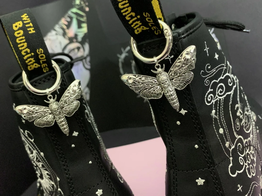 ORNATE DEATH MOTH Boot charm, grunge charms, shoe accessories, boot jewellery