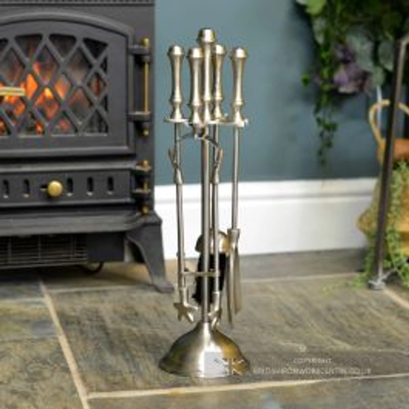 Pewter Finish Traditional Fireside Companion Set