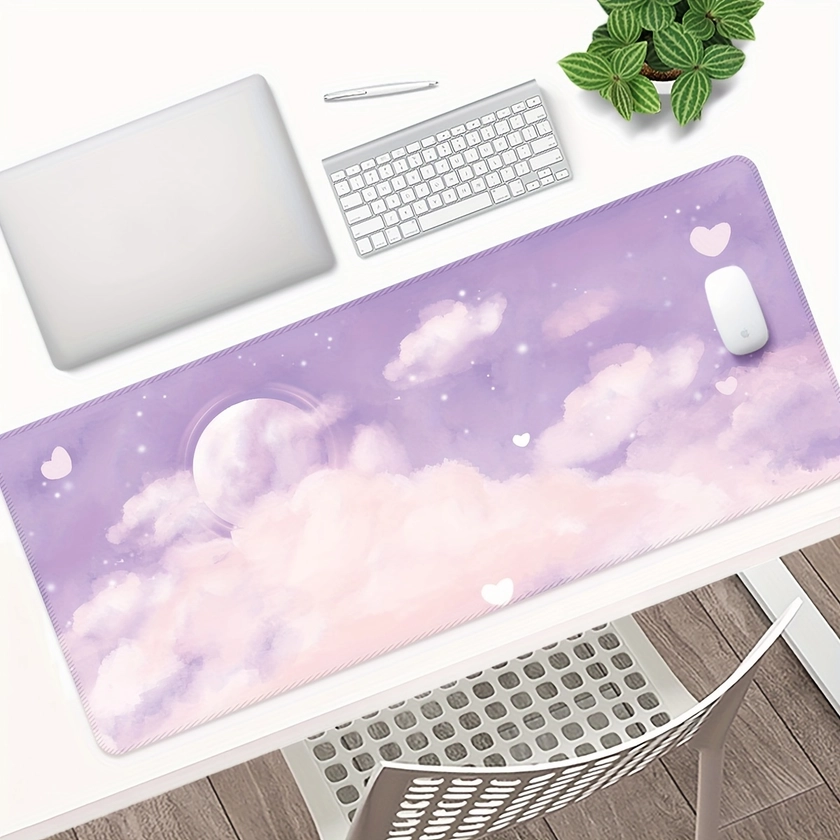 Purple Cloud Landscape Large Gaming Mouse Pad Laptop/Desktop Office Use Non-slip Mouse Pad Washable Rubber Material Mouse Pad Ultra Cool Office Large