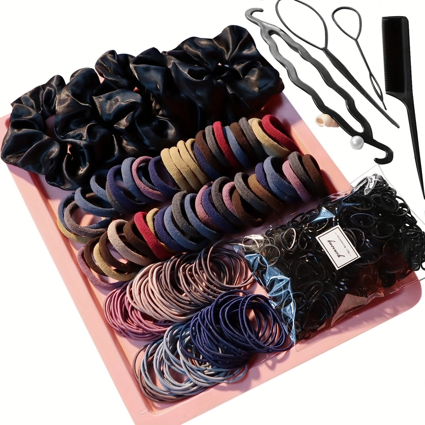 A Set Of Large Intestine Hair Accessories (769 Pieces) With Various Options For Hair Ties, Simple Hair Ropes, And Hair Circle Combinations.