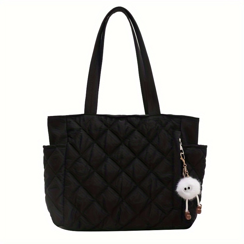 Argyle Quilted Tote Bag Women Multi Pockets Shoulder Bag - Temu Canada