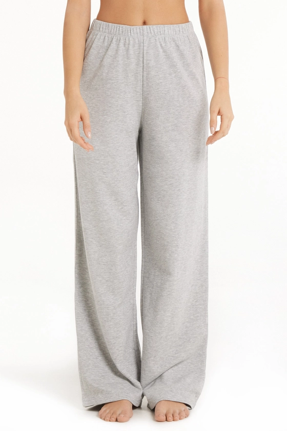 Pantalon Long Palazzo en Molleton de Coton Confortable - Tezenis