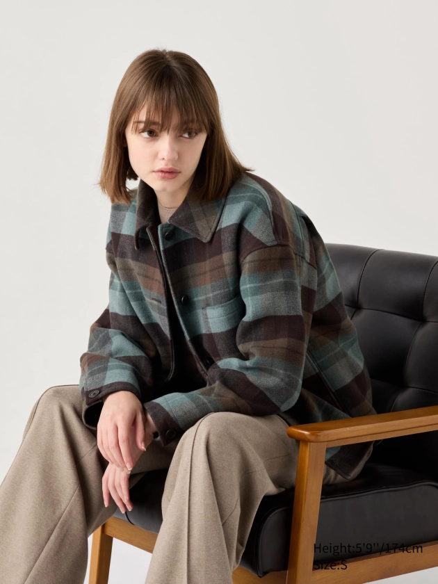 Oversized Short Jacket | Checked | UNIQLO US