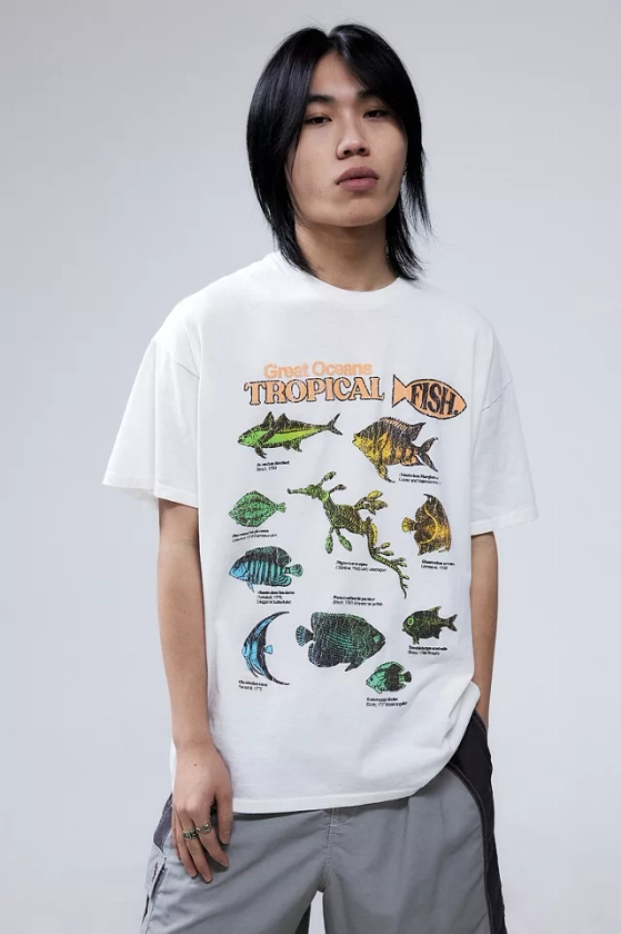 UO Ecru Great Oceans Tropical Fish T-Shirt