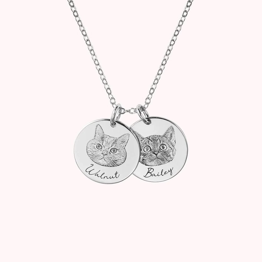 Personalised Engraved Pet Portrait Photo Necklace with Name Birthday Gift for Pet Lover Owner - CALLIE