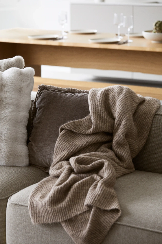 Rib-knit blanket - Beige marl - Home All | H&M GB