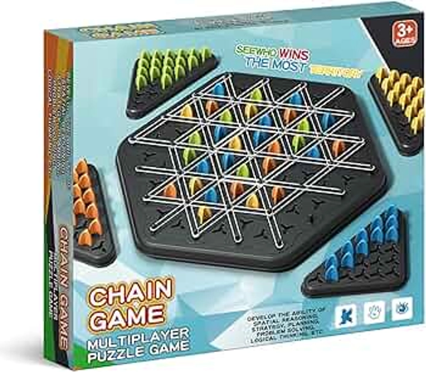 Chain Triangle Chess Game, Board Games for Family Night, Family Games for Kids and Adults, 2 to 4 Players