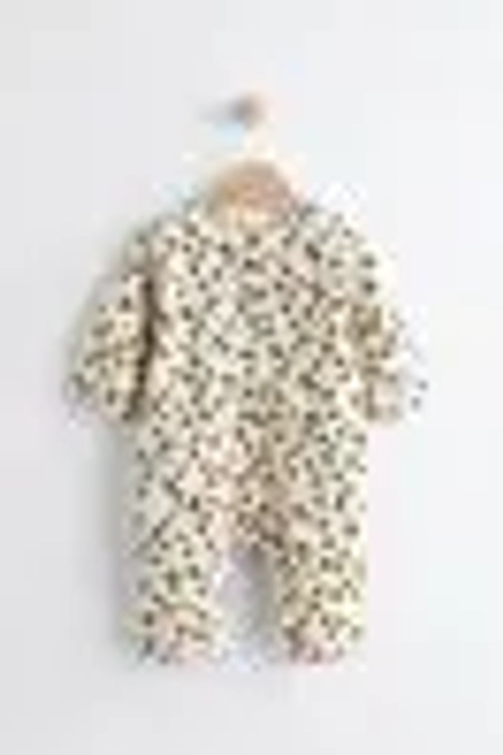 Cream/ Tan Brown Leopard Print - Baby Corduroy Romper (0mths-2yrs)