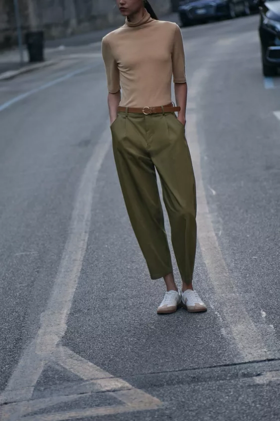 BAGGY BELTED CHINO PANTS