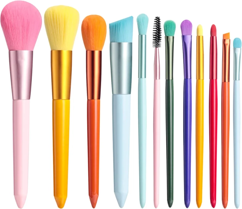 BS-MALL Makeup Brushes Colorful 12 Pcs Makeup Brush Set Foudation Concealer Blush Eyeshadow Brush