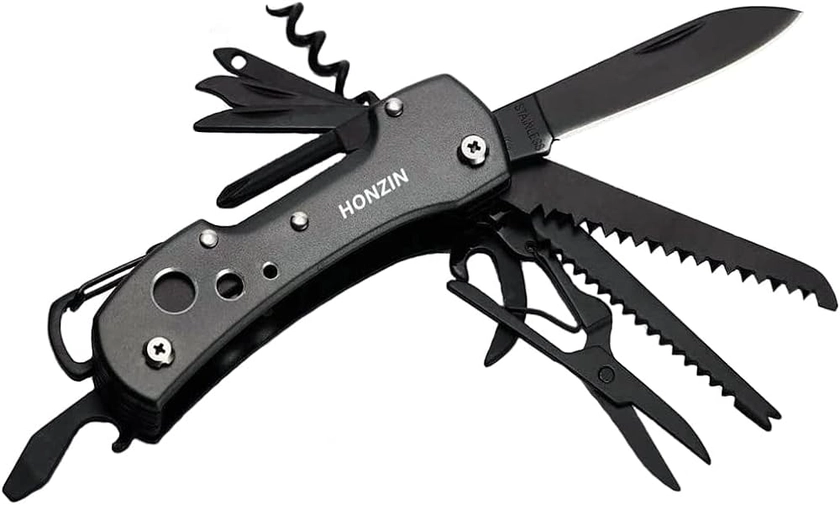 HONZIN Swiss Style Multi Function Pocket Knife - for Every Day use Including Outdoor Survival Fishing