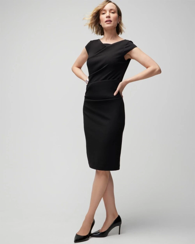 Cap Sleeve Draped Sheath Dress