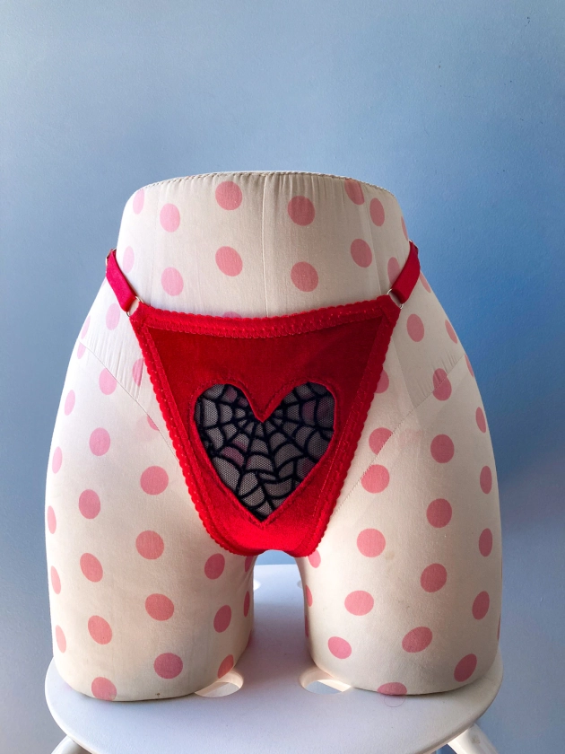 Heart Cutout Velvet Spiderwebs Low Rise or Strappy Undies RED PINK BLACK Valentines Day - Etsy UK