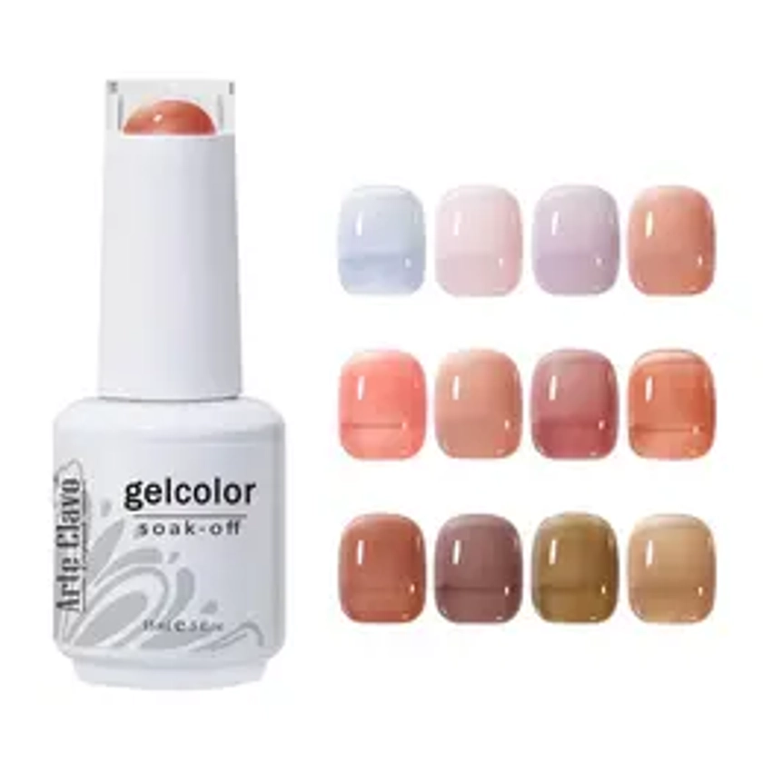 4-color Gel Nail Polish Set, 1 Set Long Lasting Jelly Translucent Skin Nude Color Nail Art DIY For Women & Girls