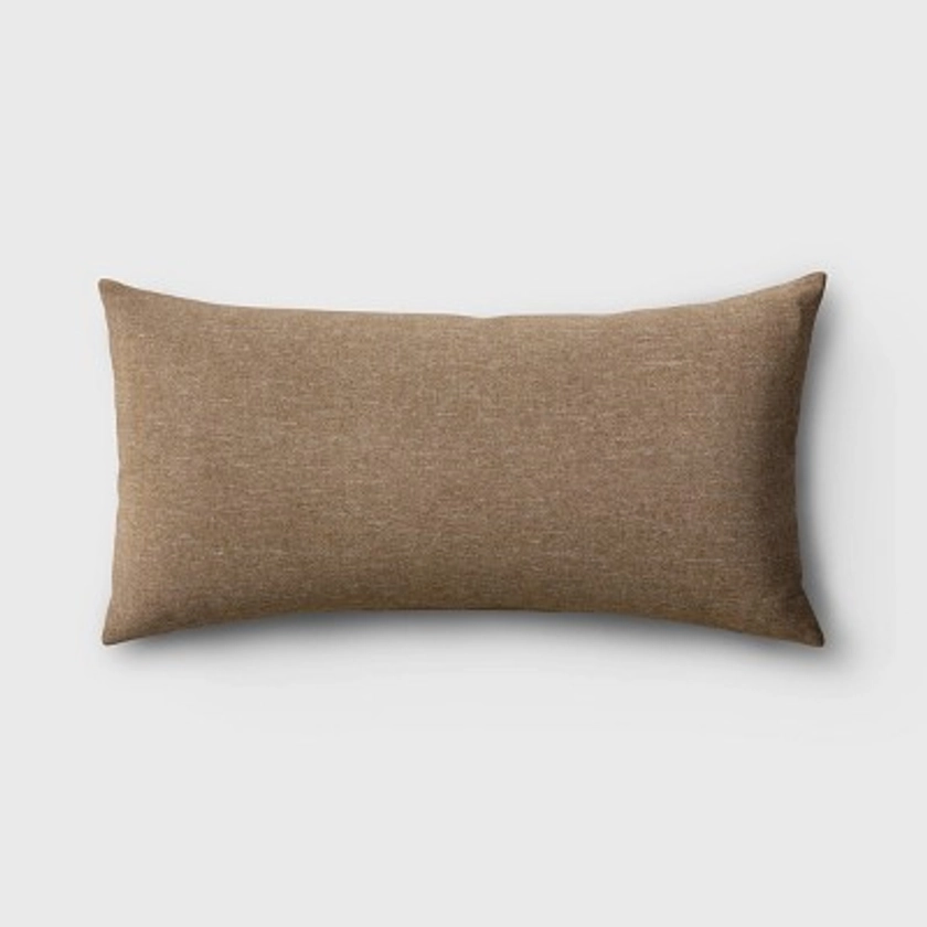 12"x24" Solid Woven Rectangular Outdoor Lumbar Pillow Brown - Threshold™