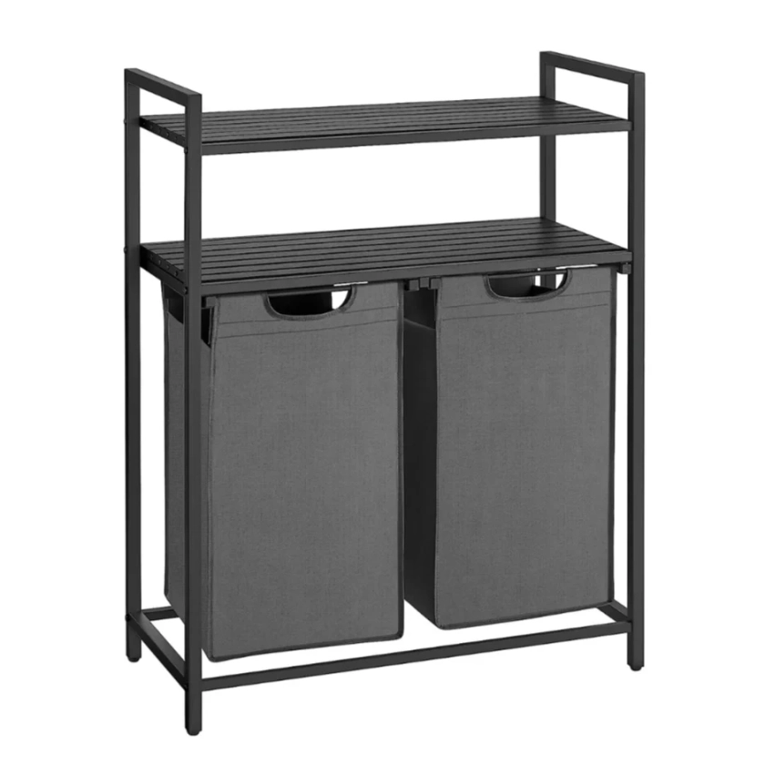 Laundry Basket With 2 Pull-out Basket Black