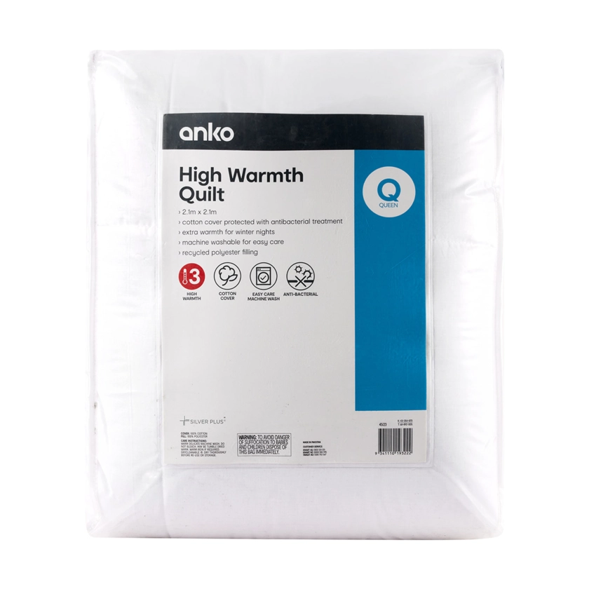 High Warmth Quilt - Queen Bed, White