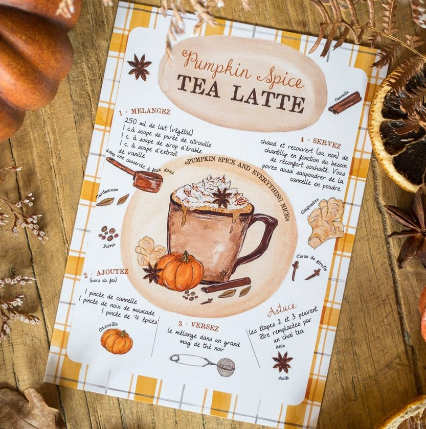 Carte recette Pumpkin Spice Tea Latte