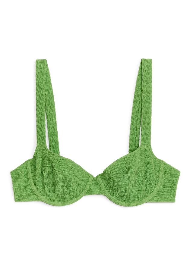 Crinkle Wired Bikini Top - Green - ARKET PL