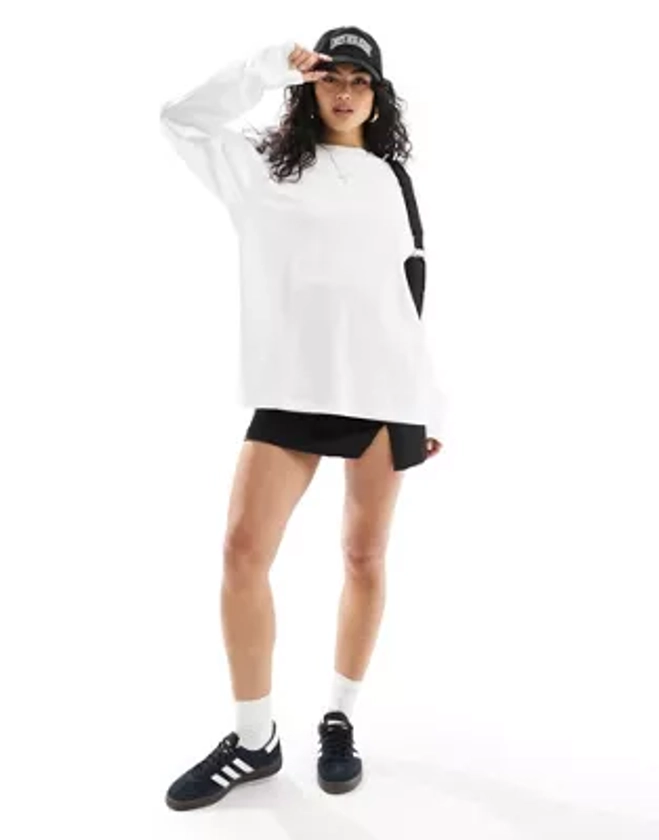 ASOS DESIGN long sleeve skater t-shirt in white