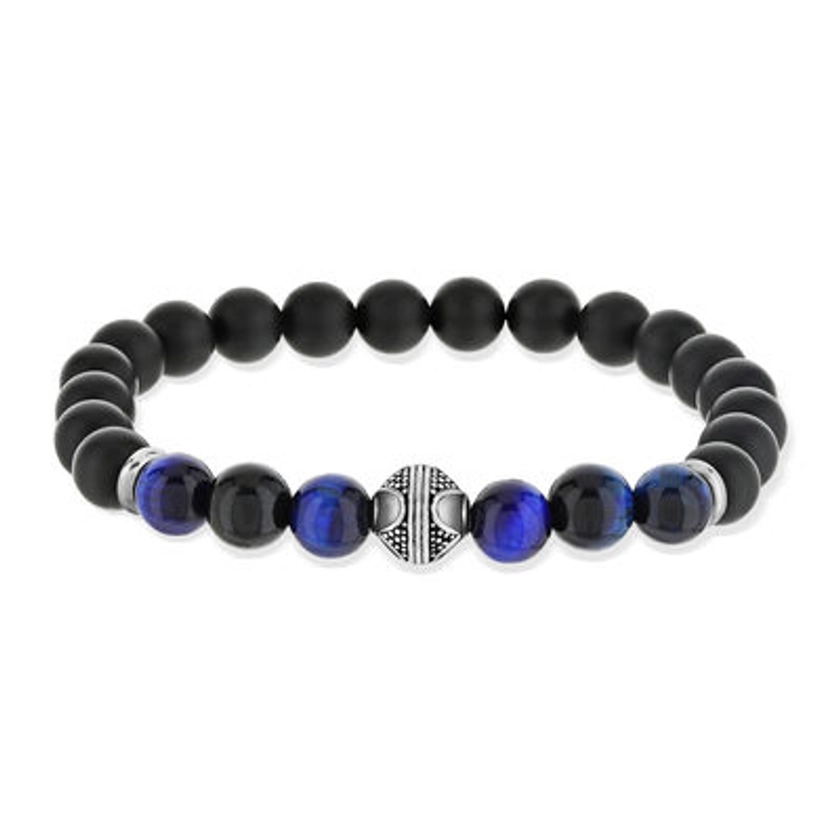Bracelet acier onyx bleus et noirs 18,5 cm | MATY