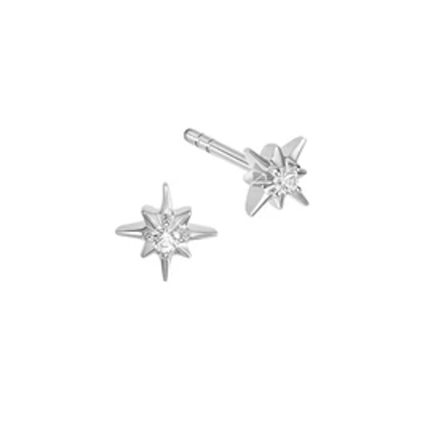 Silver Polaris Star Stud Earrings