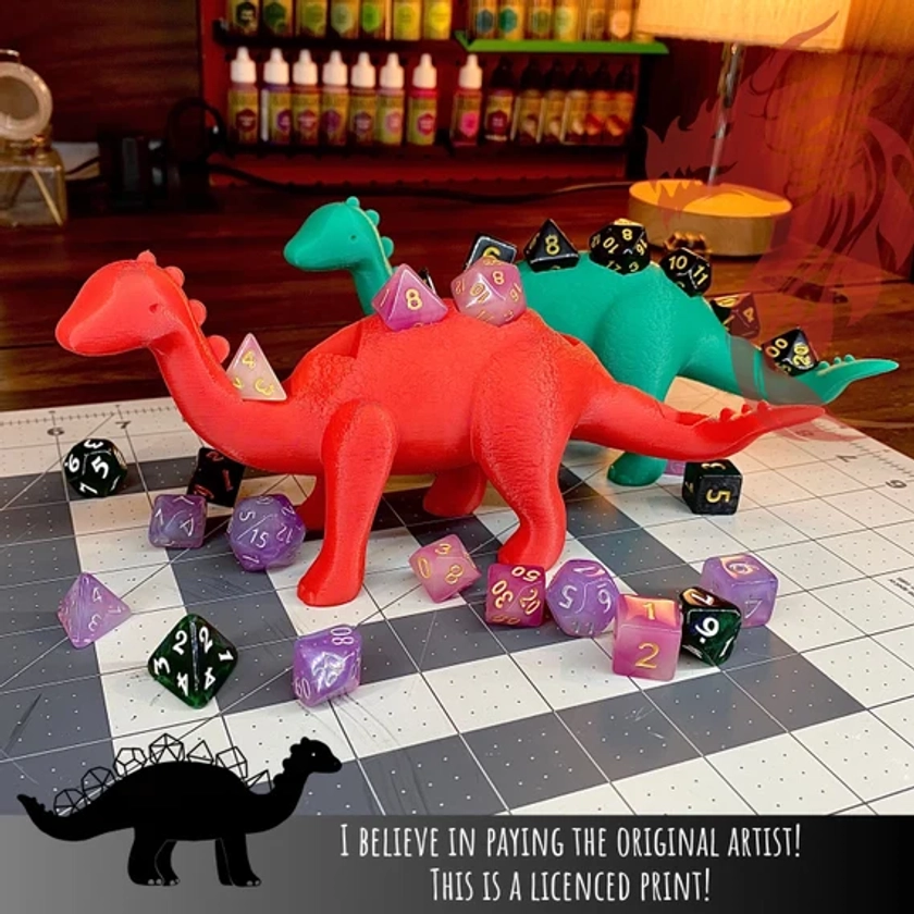 Dienosaur the Dice Dinosaur | Dungeons and Dragons Dice Holder | DND Dice Goblin| RachMakes| Cute Accessory Dino
