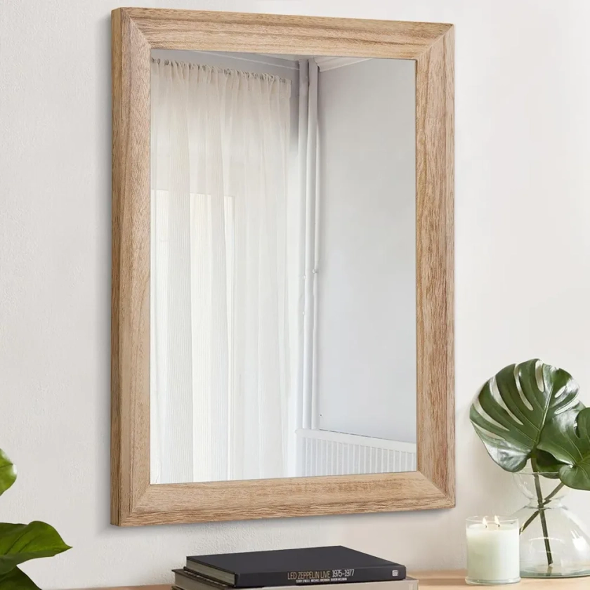 AAZZKANG Miroir Mural Rustique rectangulaire avec Cadre en Bois - Grand Miroir décoratif de Style Rustique pour Chambre à Coucher et Salle de Bain 50 x 40 cm