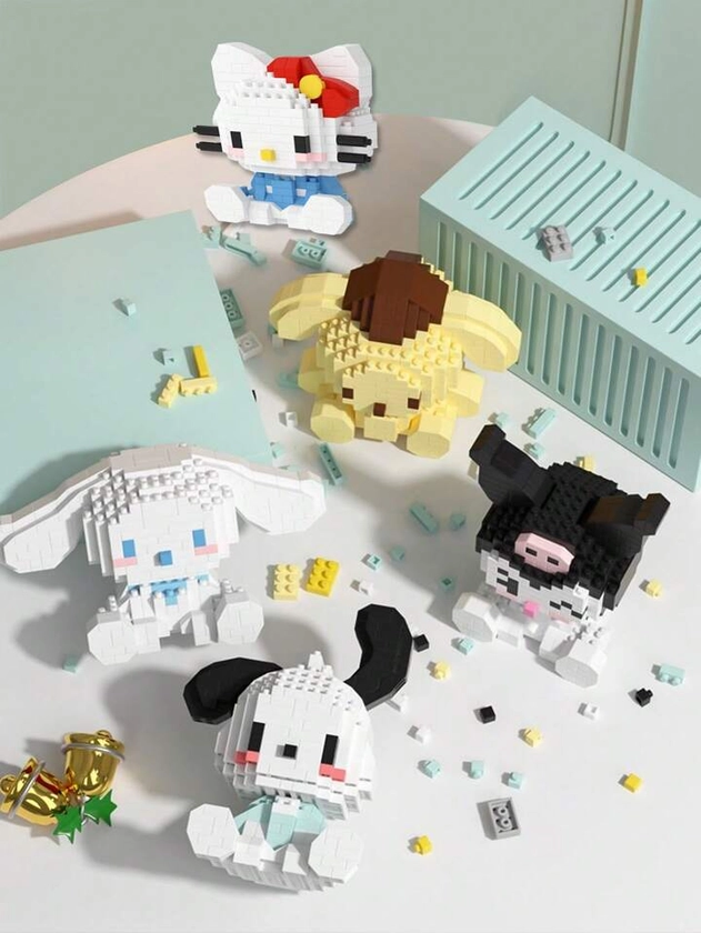 1 pièce Jeu de construction de blocs mignons, jouet d'assemblage de blocs de construction kawaii, cadeau de vacances, petit ornement décoratif (certaines pièces peuvent être aléatoires)