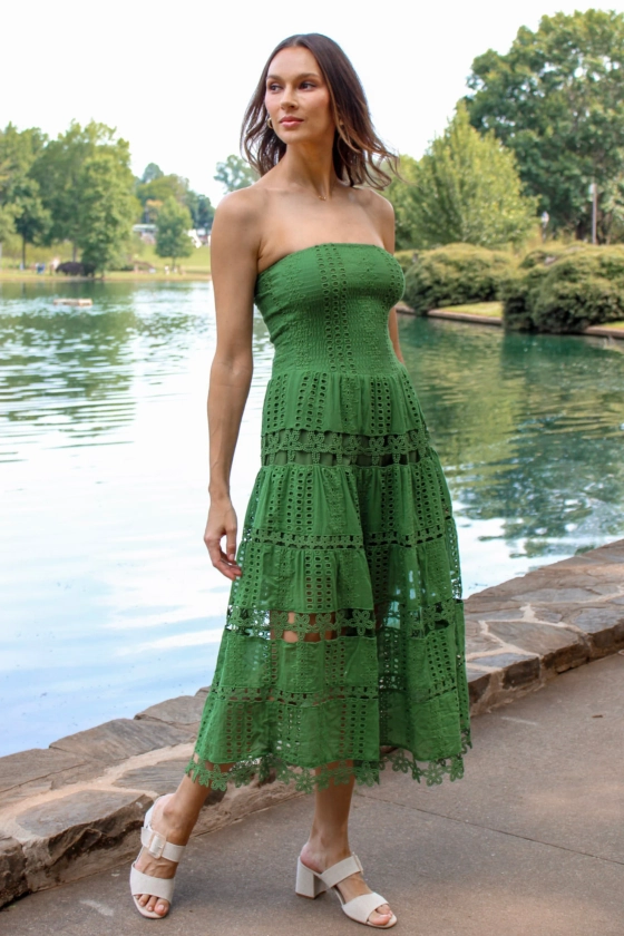 Safe Haven Midi Dress in Vine Green