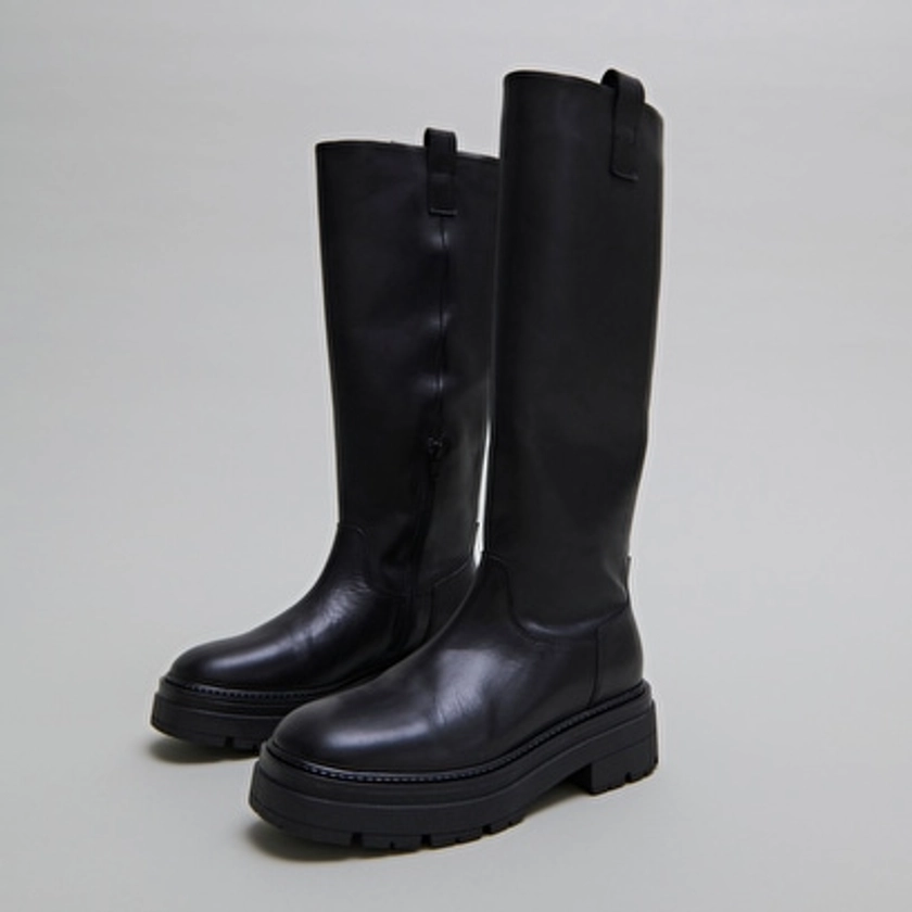 Bottes à semelles crantées et bouts carr... en cuir noir pour Femme | Jonak