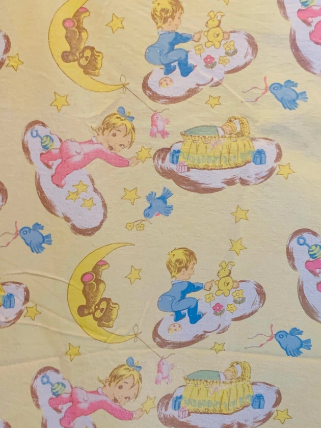 Vintage Flannelette Flat Sheet for Baby Cot - Etsy UK