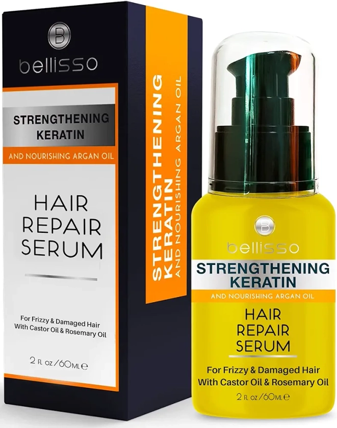 Keratin Hair Serum - Heat Protection Treatment and Anti Frizz Control - Protectant Oil and Straightener for Frizzy and Damaged Split Ends - Smoothing Products for Shine, Advanced Care for Women