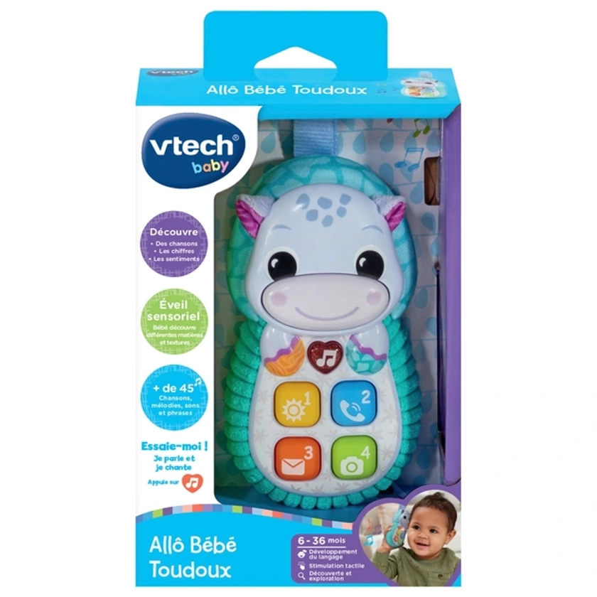 VTech - Jouet d'Éveil Allô Bébé Toudoux - Bleu