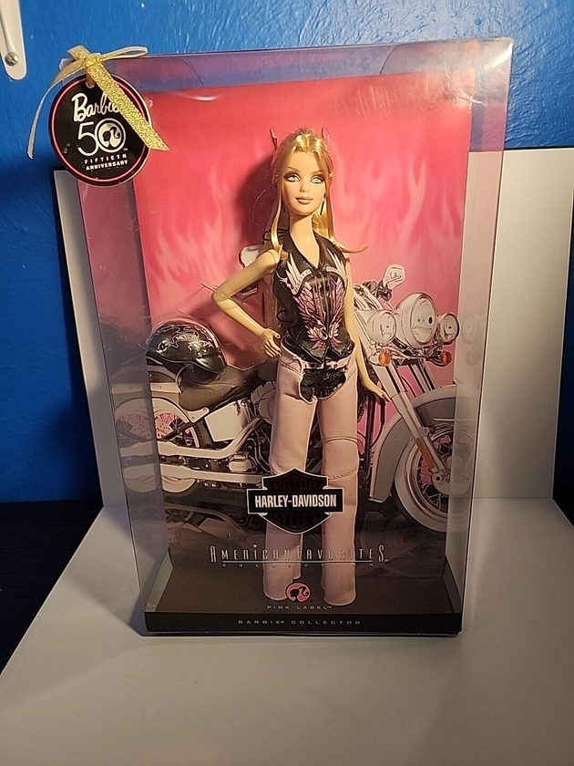 Harley Davidson Barbie Doll NIB Pink Label 2008 50th Anniversary