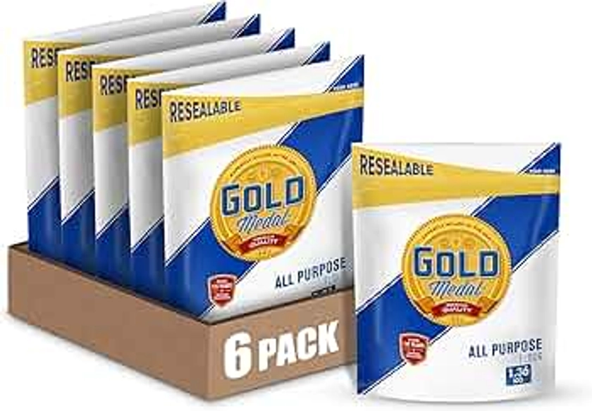 Gold Medal Flour All-Purpose, 3 lb Resealable Bag (Pack of 6)